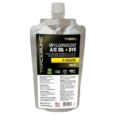 Tracer Products LUBE, DYED, A/C, PAG, 100CST, 1X5OZ TP100PD-5